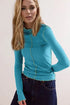 'Jedda' Ribbed Long Sleeve T-Shirt - Celes Fashion